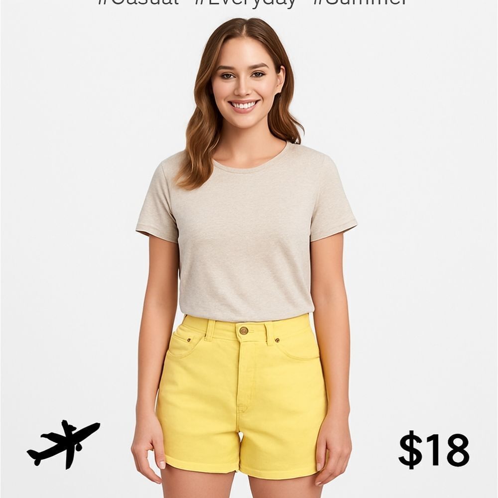 Faded Glory Stretch Warm Yellow 5 Pocket Jean Shorts sz 8